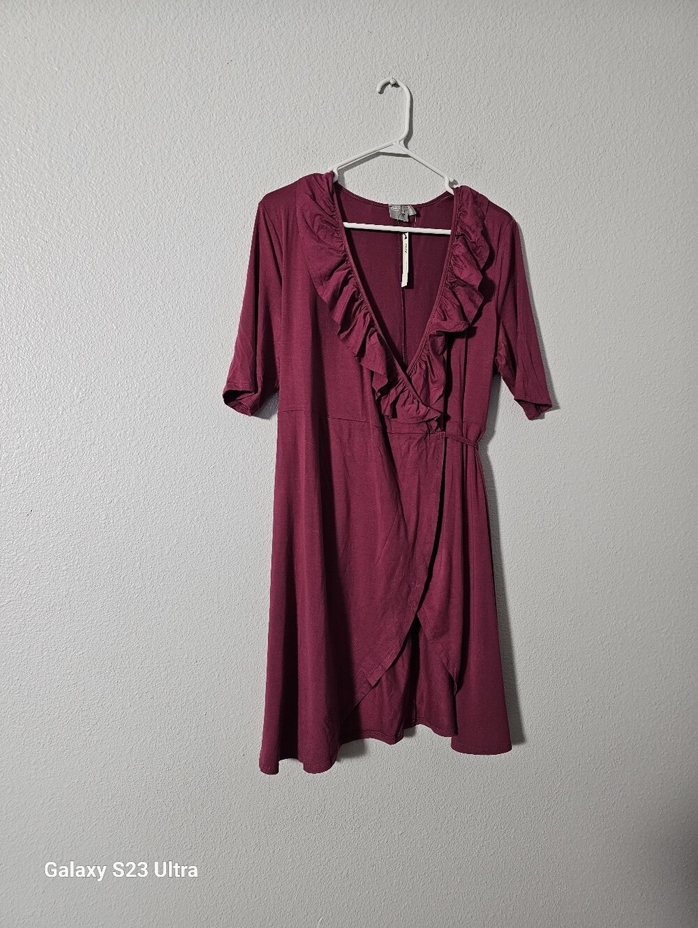 ASOS Wine Pink Ruffle Wrap Mini Dress Sz 14